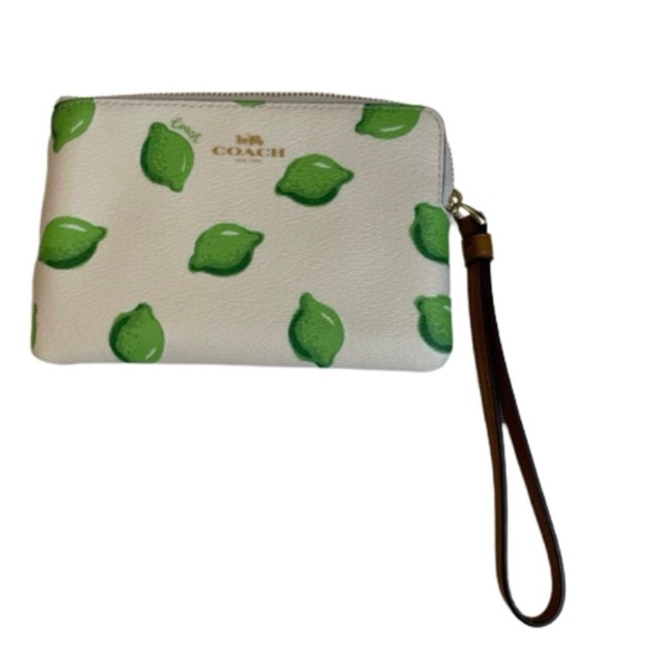 Coach Handbags - Coach Wristlet Corner Zip With Lime Print NWT